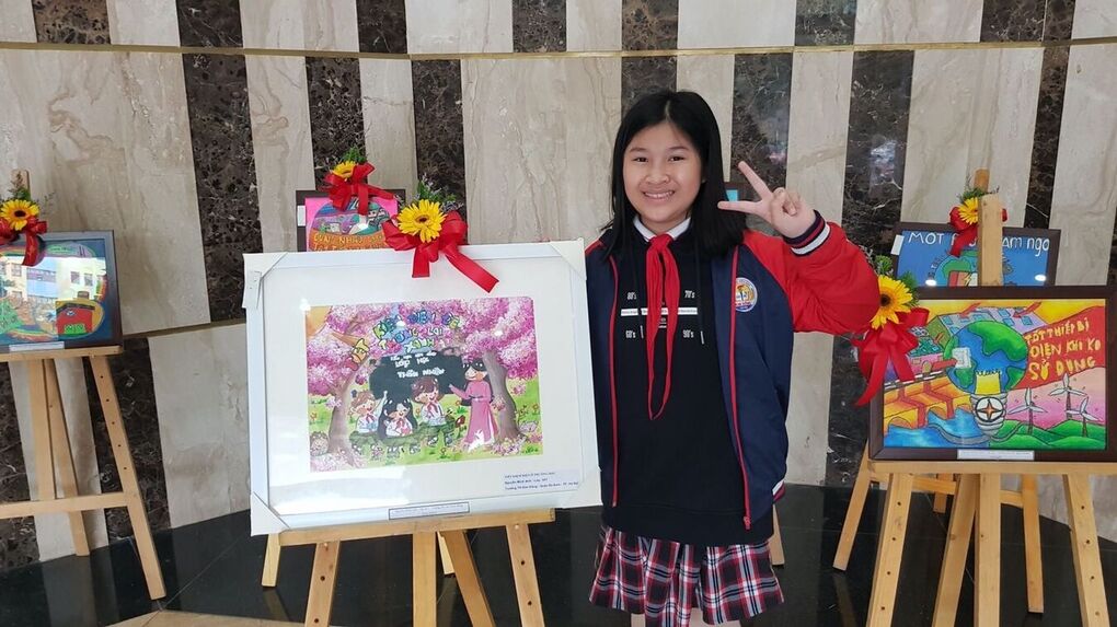Nguyễn Minh Anh - hoạ sĩ nhí tài năng giàu lòng nhân ái của lớp 5A7 Trường Tiểu học Kim Đồng