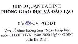 Tổ chức hưởng ứng "Ngày Pháp luật nước CHXHCNVN" năm 2020 ngành GDĐT quận Ba Đình