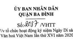 Tổ chức hoạt động kỉ niệm Ngày Di Sản Văn Hóa Việt Nam lần thứ XVI năm 2020