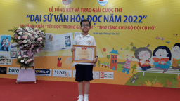 Chúc mừng con Trần An Khánh - Học sinh lớp 5A2 - Trường Tiểu học Kim Đồng đạt giải A cuộc thi Đại sứ văn hoá đọc năm 2022