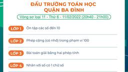 Trường Tiểu học Kim Đồng thông báo chủ đề vòng sơ loại 11 - Đấu trường toán học quận Ba Đình