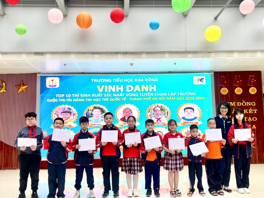 Vinh danh top 10 thí sinh xuất sắc nhất vòng tuyển chọn cấp trường  Cuộc thi tài năng Tin học trẻ Quốc tế - Thành phố Hà Nội  Năm học 2023-2024