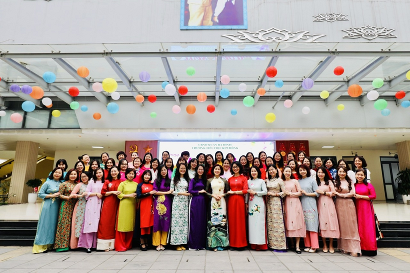 A group of women in colorful dresses

Description automatically generated